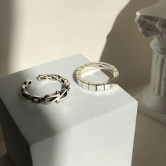 S925 Sterling Silver Rings for Women Fashion Geometry Simplicity Adjustable