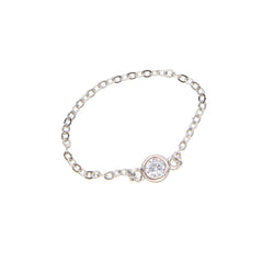 3MM bezel round cz 5mm three bar charm simple chain band