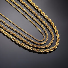 Men Ropes Long Necklace Stainless Steel Minimalist Twist Rope Chain Necklace
