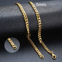 Cuban Chain Necklace Basic Punk Stainless Steel Curb Link Chain Chokers