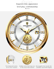 Women Watch Brand Fashion Ladies Watch Elegant Gold Steel Wristwatch