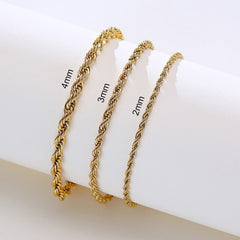 Basic 2/3/4/5mm Stainless Steel Twisted Rope Chain Bracelets