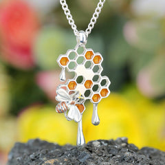 Vintage Honeycomb Choker Gold Bee Snake Chain Pendant Necklaces