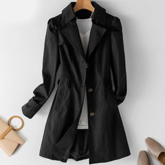 Trench Coat Single-breasted Mid-Long Women Trench Coat Overcoat