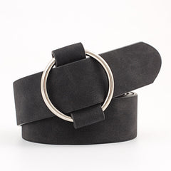 Double Ring Women Belt Fashion Waist Belt PU Leather Metal Buckle Heart Pin Belts