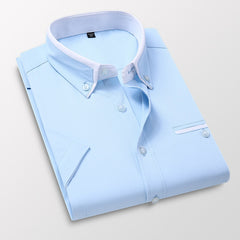 Shirt Men Short Sleeved Slim Shirt