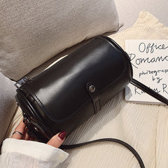 Casual Solid Color Barrel-Shaped Bag PU Leather Designer Handbags