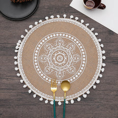 ROUND Cotton and linen Placemat For Dining Table Mat