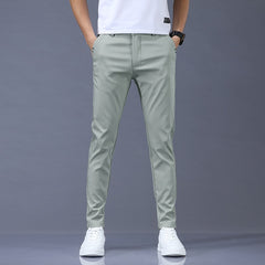 Pants Mens Stretch Korean Casual Slim Fit Elastic Waist Business Classic