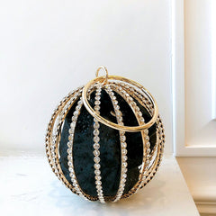 Rhinestone Spherical Cage Evening Clutch Bag