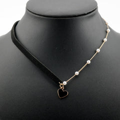 Red Black Heart Bead Choker Necklace