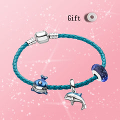 Ocean Collection Blue Turtle Seahorse Narwhal Beaded Dolphin Charm Bracelets
