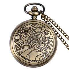 Retro Bronze Necklace Quartz Pocket Watch Analog Pendant