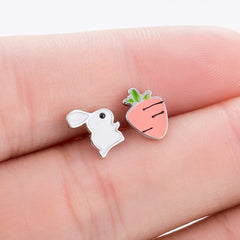 Fashion Jewelry Silver Color Small Pearl Cat Stud Earrings