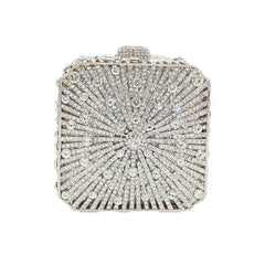 Crystal Women Evening Bag Metal Box Clutch Diamond Mini Handbags