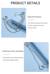 Sindlan Punk Geometric Silver Color Chain Wrist Bracelet