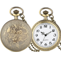 Bronze Retro Roman Numerals Display Quartz Pocket Watch Vintage