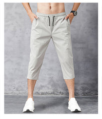 Men Shorts Summer Breeches Thin Nylon 3/4 Length Trousers