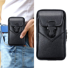 Multifunctional Leather Belt Bag Solid Color Men Business Style Belt Bag