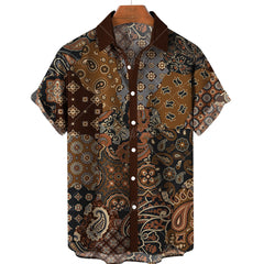 Clothing 3D Hawaiian Shirt Men Fashion Cashew Flower Geometric Printed Shirts