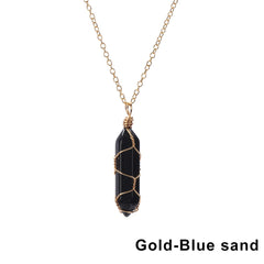 Hexagonal Cylindrical Crystal Necklace Natural Stone Pendant