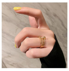 Fashion Jewelry Exquisite Gold Plated Zircon Ring Elegant Adjustable