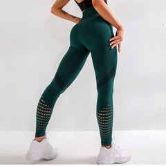 High Waist Fitness Leggings Women Sexy Seamless Leggings Hollow Printed