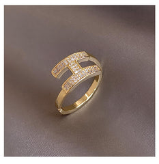 Fashion Jewelry Exquisite Gold Plated Zircon Ring Elegant Adjustable