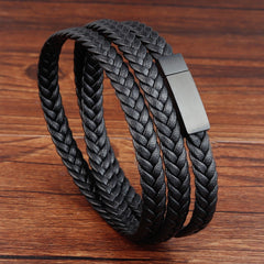 Special Luxury Style Leather Combination Splicing MenLeather Bracelet