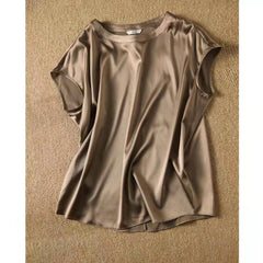 Silk Thin Short Sleeve Tees Style Slip