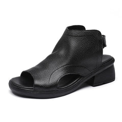 Thick Heel Gladiator Sandals Shoes Retro Handmade