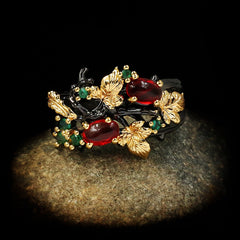 ew Exquisite Leaf Flower Color Zircon Ladies Women Ring Jewelry