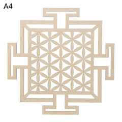 1PC Flower of Life Shape Wooden Wall Sign Laser Cut Non-slip Coaster Set