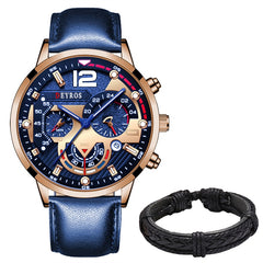Fashion Mens Sports Watches Luxury Leather Bracelet Quartz