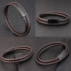 Special Luxury Style Leather Combination Splicing MenLeather Bracelet