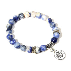 Handmade Natural Stone Lotus Ohm Buddha Beads Bracelet