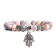 Handmade Natural Stone Lotus Ohm Buddha Beads Bracelet