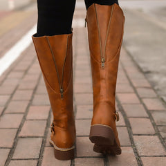 Women Knee High Boots Fashion Low Heels Square Platform Long Boot