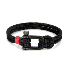 Men Black Stainless Steel U shape Survival Bracelet