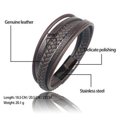 Multi-layer Coffee-colored Leather Accessories Special Magnet Bracelet