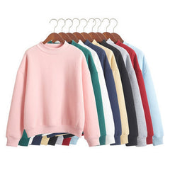 Woman Sweatshirts Sweet O-neck Knitted Pullovers Candy Color Loose