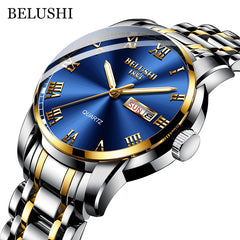 Watch Men Stainless Steel Business Date Clock Waterproof Luminous Watches