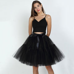 5 Layers 60cm Tutu Tulle Skirt Vintage Midi Pleated Skirts