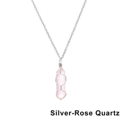 Hexagonal Cylindrical Crystal Necklace Natural Stone Pendant