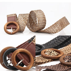 Belts For Women Vintage Boho Braided Waist Belt Black Coffee