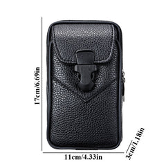 Multifunctional Leather Belt Bag Solid Color Men Business Style Belt Bag