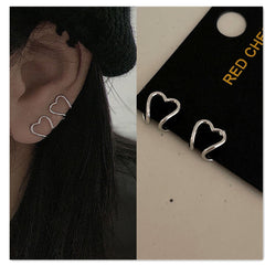 Geometric Heart Cuff Stackable Simple C-shape Ear Clip Earrings