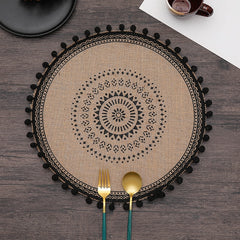 ROUND Cotton and linen Placemat For Dining Table Mat