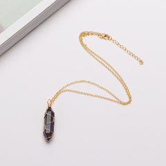 Hexagonal Cylindrical Crystal Necklace Natural Stone Pendant
