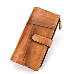 Vintage Long Wallet Men Women RFID Blocking Credit Card Holder